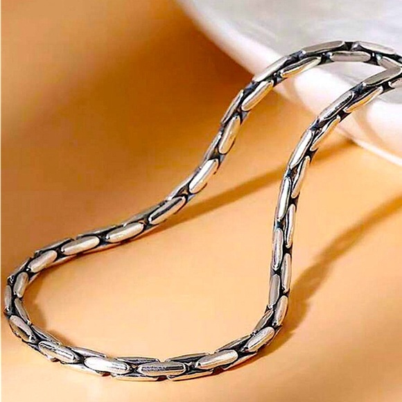 Stainless Steel Chain Link Necklace , Mantra, Curb Hand Woven Engraved - Picture 4 of 5